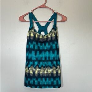 The North Face NEW Patterned Teal and Yellow Women's‎ workout running tank Top